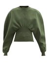 Bottega Veneta Gathered-waist Wool-blend Sweater In Green
