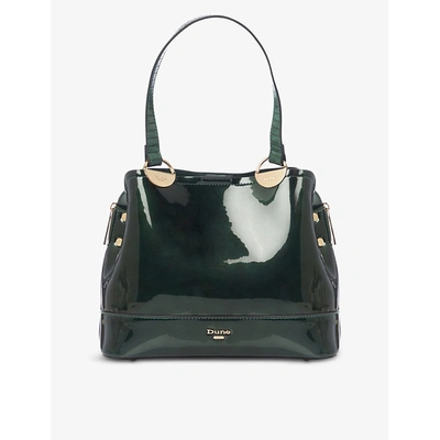 Dune Dinidamines Patent And Snakeskin-embossed Shoulder Bag In Green-patent