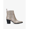 GANNI CALLIE CROC-EMBOSSED LEATHER ANKLE BOOTS,R00105754