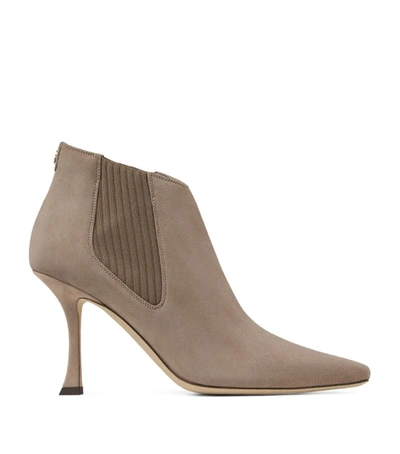 Jimmy Choo Maira 90 Suede Ankle Boots In Light Mocha