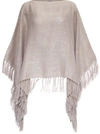 BRUNELLO CUCINELLI LINEN PONCHO WITH FRINGES