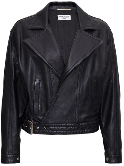 Saint Laurent Plonge Classic Leather Jacket In Black