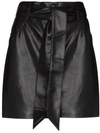 Nanushka Meda Belted Vegan Leather Mini Skirt In Black