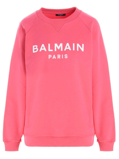 Balmain Logo印花套头衫 In Pink,white