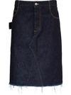 BOTTEGA VENETA DENIM SKIRT WITH CONTRASTING STITCHING,11683822