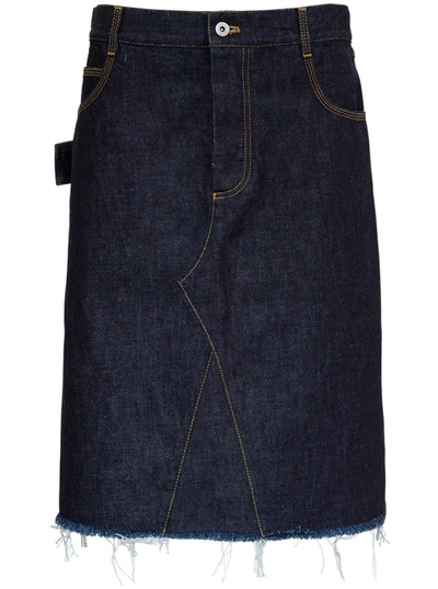 Bottega Veneta Denim Skirt With Contrasting Stitching In Blue