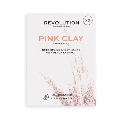 Revolution Beauty Biodegradable Detoxifying Pink Clay Sheet Mask Set (5 Pack)