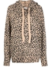 Laneus Leopard Print Drawstring Hoodie In Neutrals