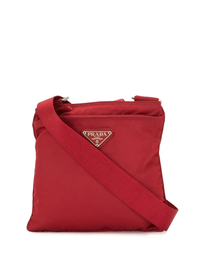 Pre-owned Prada Triangle Logo Crossbody Bag In Red