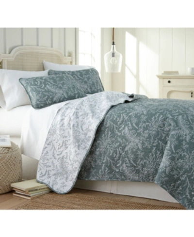 Southshore Fine Linens Lightweight Reversible Floral Quilt And Sham Set, Full/queen In Teal