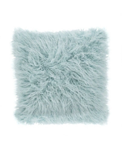 Saro Lifestyle Mongolian Faux Fur Decorative Pillow, 18" X 18" In Baby Blue