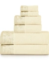 Superior Wisteria Floral Embroidered Jacquard Border Cotton 6 Piece Bath Towel Set In Natural