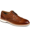 Thomas & Vine Men's Radcliff Wide Width Tru Comfort Foam Lace-up Woven Wingtip Derby Shoes In Cognac