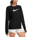 Nike Swoosh Dri-fit Half-zip Long Sleeve Top In Black