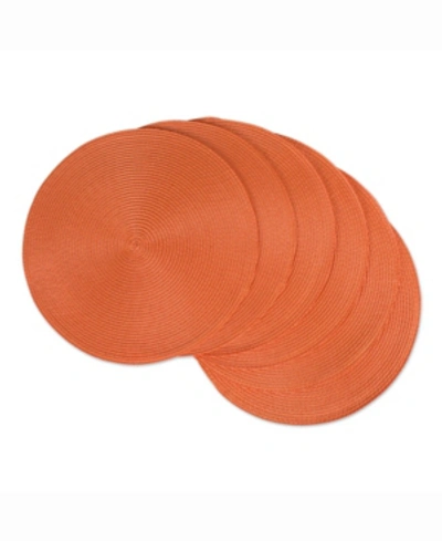 Design Imports Round Polypropylene Woven Placemat, Set Of 6 In Orange