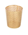 Cosmoliving Small, Round, Glam Style Metallic Pierced Metal Waste Basket With Chrysanthemum Pattern In Gold-tone