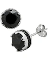 Sutton By Rhona Sutton Sutton Sterling Silver Round Stud Earrings With Cubic Zirconia Trim In Black