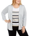 ALFRED DUNNER PLUS SIZE CLASSICS LAYERED-LOOK METALLIC SWEATER