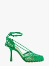Bottega Veneta Lace-up Leather-trimmed Mesh Pumps In Orange