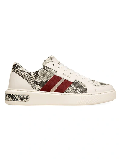 Bally Men's Moony Trainspotting Snake-embossed Leather Trainers In 0300 White