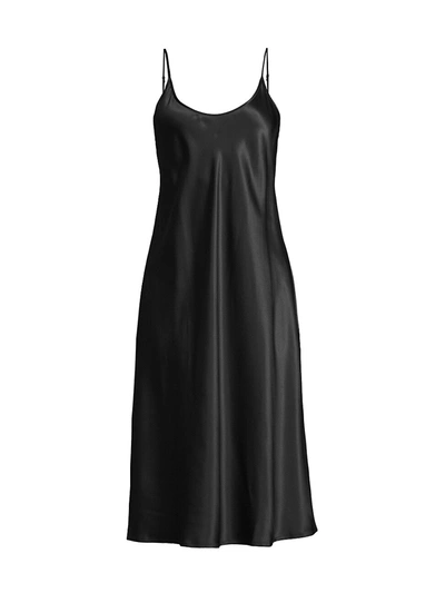 La Perla Midi Silk-blend Night Gown In Black