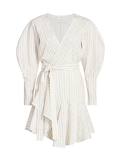 A.l.c Enzo Striped Cotton-blend Poplin Mini Wrap Dress In Whiteblue
