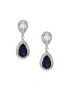 Adriana Orsini Women's Sterling Silver & Two-tone Cubic Zirconia Framed Double-pear Drop Earrings