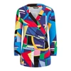 Ralph Lauren Wrap-style Jersey Top In Blue Multi