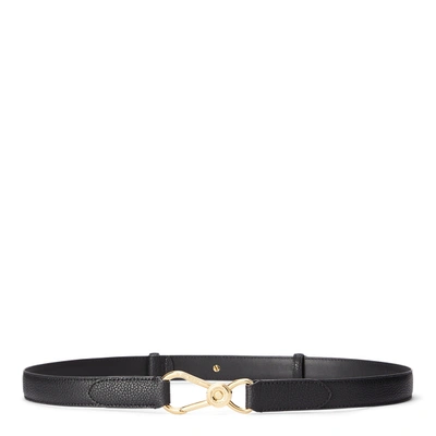Lauren Ralph Lauren Nautical Clip Leather Belt In Black