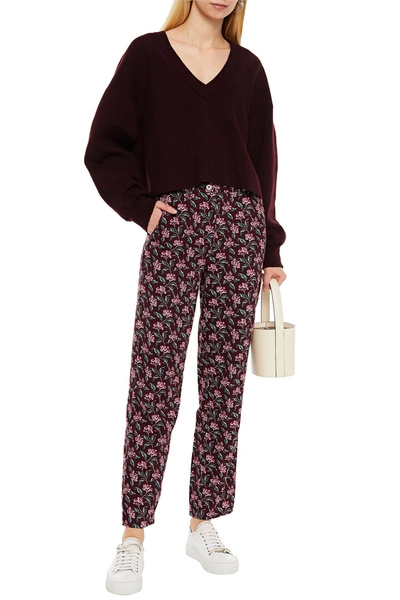 American Vintage Printed Cotton And Wool-blend Twill Straight-leg Trousers In Burgundy