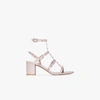 Valentino Rockstud Open-toe Leather Heeled Sandals In Neutrals