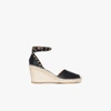 VALENTINO GARAVANI BLACK ROCKSTUD 85 LEATHER WEDGE ESPADRILLES,WS0780VTO16129012