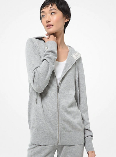 Michael Kors Wool Blend Zip-up Hoodie In Grey