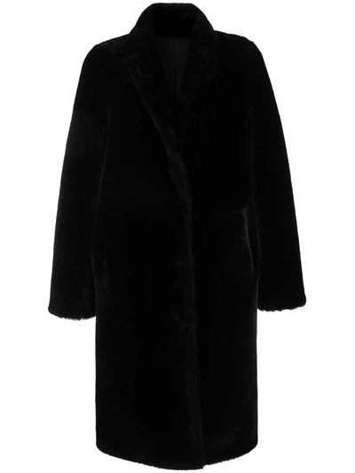 Yves Salomon Double-breasted Belted Coat In Black
