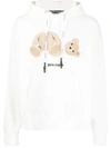 PALM ANGELS PALM ANGELS BEAR HOODY WHITE BROWN