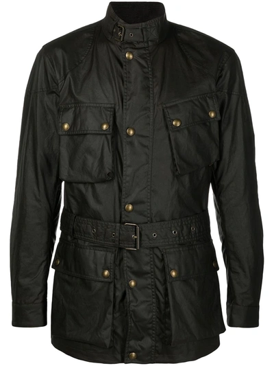 Belstaff Waxed Belted Jacket In Blue