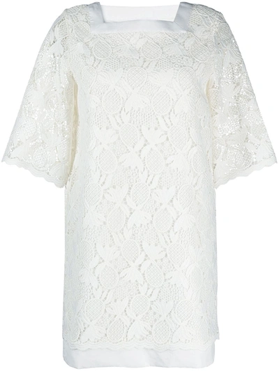 See By Chloé Embroidered Short-sleeved Mini Dress In White