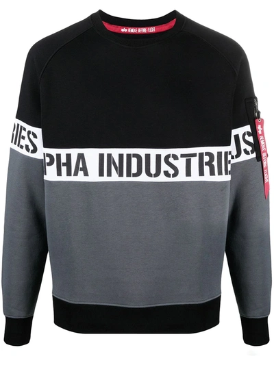 Alpha Industries Two-tone Logo-print Sweatshirt In Black