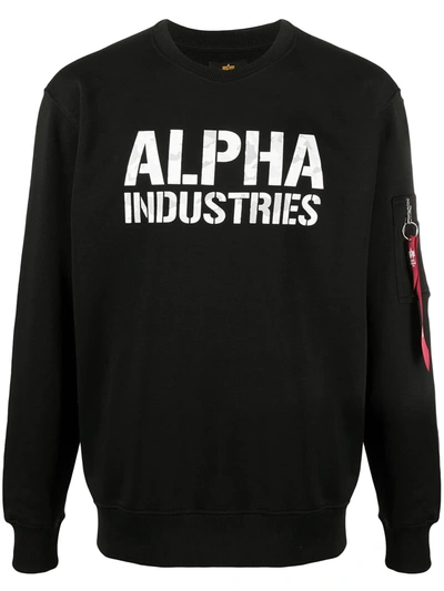 Alpha Industries Logo-print Crew-neck Sweatshirt In Black