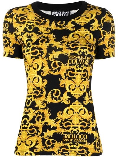 Versace Jeans Couture Signature Barocco Print T-shirt In Black