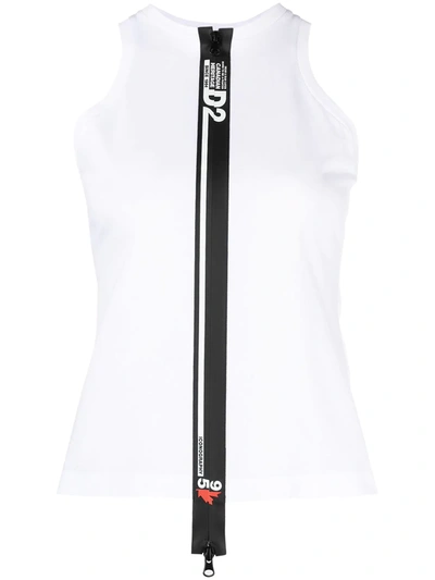 Dsquared2 D2 Line Cotton Jersey Tank Top In White