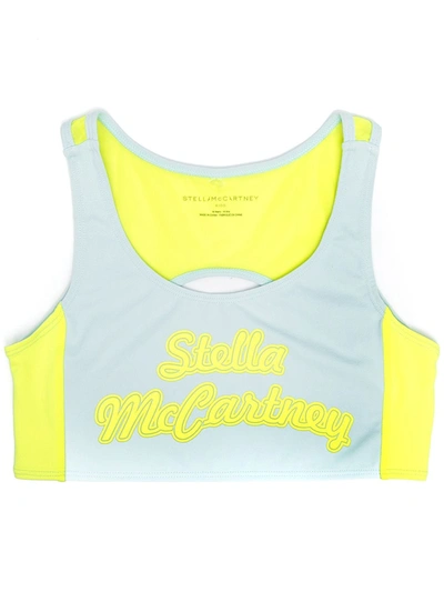 Stella Mccartney Kids' Logo印花运动文胸 In Sky Blue