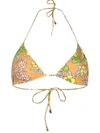 Tory Burch Floral-print Triangle Bikini Top In Brown