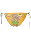 Tory Burch Floral Print String Bikini Bottoms In Brown