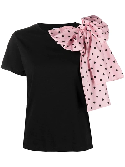 Red Valentino Bow-embellished T-shirt In Black