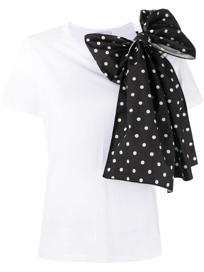 Red Valentino Bow-embellished T-shirt In White