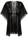 Charo Ruiz Kayla Black Lace-trimmed Cotton-blend Kaftan