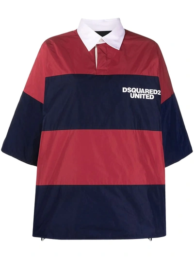 Dsquared2 Logo-print Striped Polo Shirt In Red
