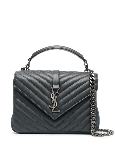 Saint Laurent College Medium Leather Shoulder Bag In Black