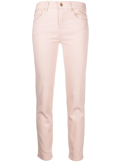 7 For All Mankind High-rise Ankle Skinny Jeans In Pink Sunrise